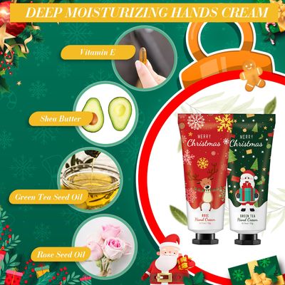 Heigble 48 Christmas Hand Cream Gift Set Christmas Stocking Stuffers Hand Cream Travel Size Care Cream Bulk Mini Hand Lotion for Dry Cracked Hands Employees Colleagues Teacher Gifts