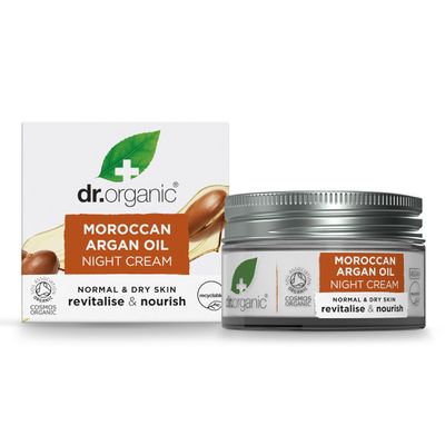 Dr. Organic Moroccan Argan Oil Night Cream | Nourishing Overnight Therapy Cream, For Normal to Dry Skin, Vegan, Natural, Certified Organic, Paraben &amp; SLS-Free, 50 mL/ 1.7 fl oz