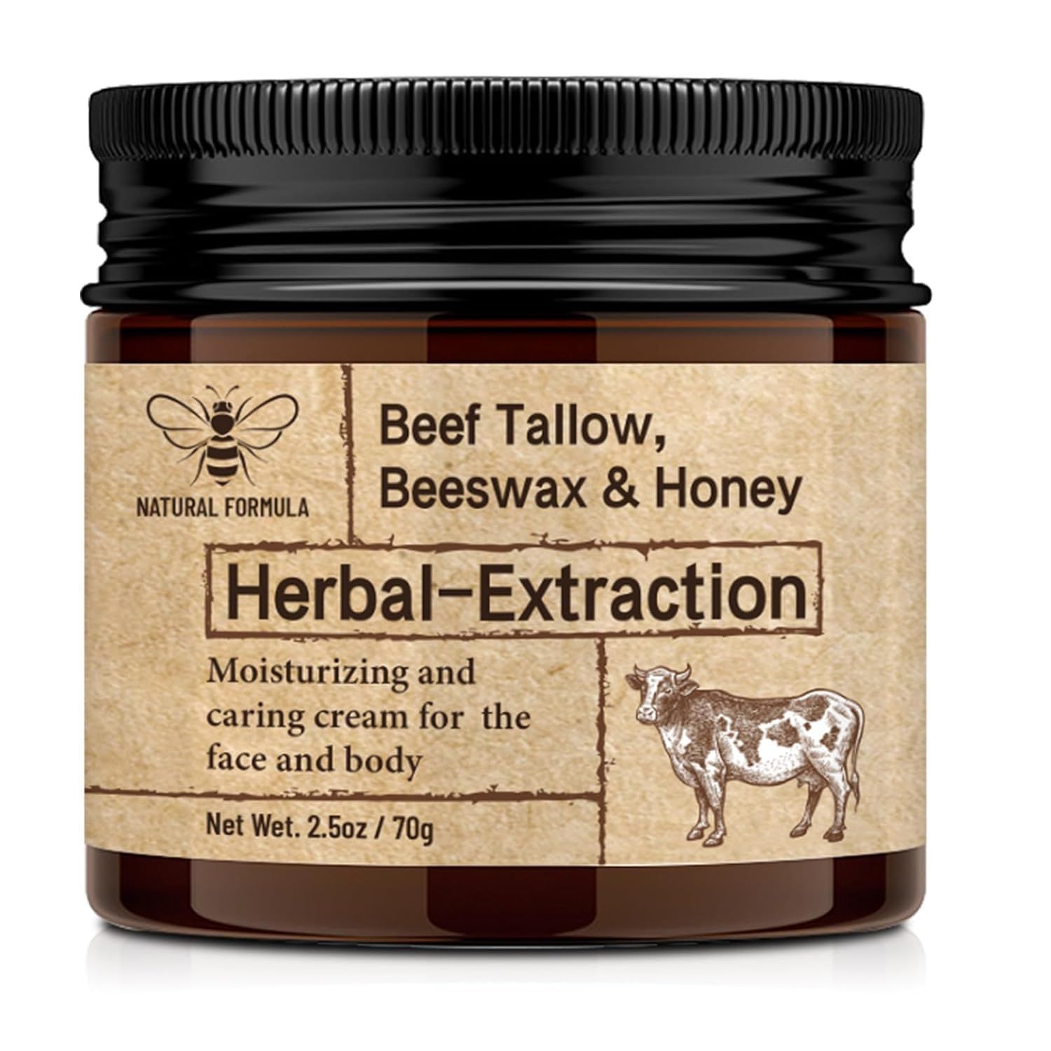 Beef Tallow and Honey Balm for Skin : Grass Fed Whipped Beef Tallow With Honey Face Body MoisturizerOrganic Unscented Fast Absorption Tallow Cream Infused with Manuka Honey Beeswax Olive Oil-1pcs