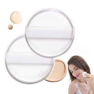 2PCS Silicone Air Cushion Powder Puff Transparent Cosmetic Blender, Easy to Clean and Apply Makeup Wet and Dry Use with Environmentally Material High Elastic Cosmetic Tool for Women Girls