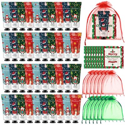 Heigble 48 Christmas Hand Cream Gift Set Christmas Stocking Stuffers Hand Cream Travel Size Care Cream Bulk Mini Hand Lotion for Dry Cracked Hands Employees Colleagues Teacher Gifts