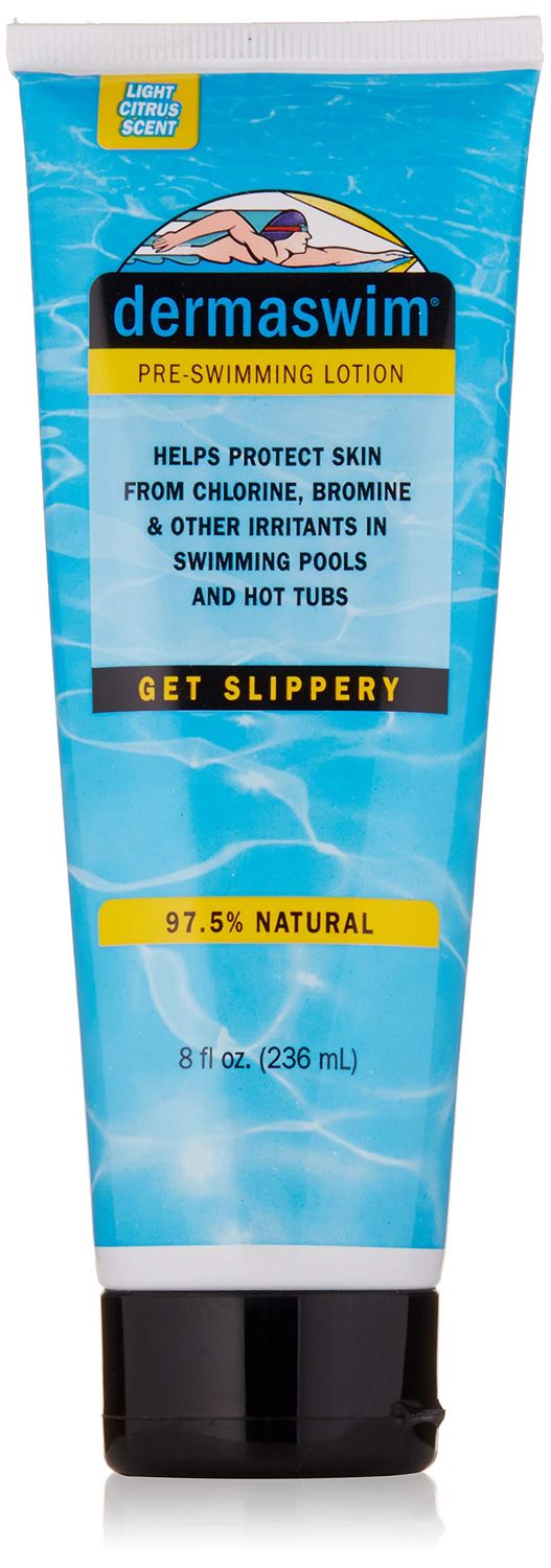 DERMASWIM Pre-Swimming Lotion, 8 Fl Oz | Vitamin-Infused, Aloe, Green Tea | Helps Protect Skin from Chlorine in Pools and Hot Tubs, Paraben-Free, 97.5% Natural
