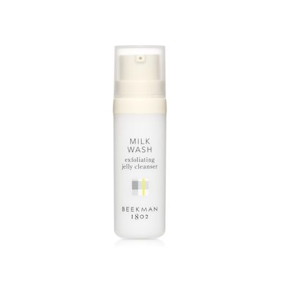 Beekman 1802 Milk Wash Exfoliating Jelly Face Cleanser - Fragrance Free - 0.5 oz - With Goat Milk + 100% Natural AHAs &amp; BHAs - Helps Control Oil &amp; Exfoliates - Good for Sensitive Skin - Cruelty Free