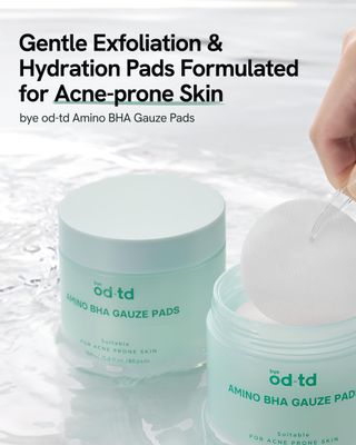 bye od-td Amino BHA Pads (80 Count) - Pre-Soaked Oil Control Cotton Pads for Gentle Exfoliation, Soothing &amp; Hydration, Korean Skin Care. Amino Acid, Salicylic Acid, Tea Tree