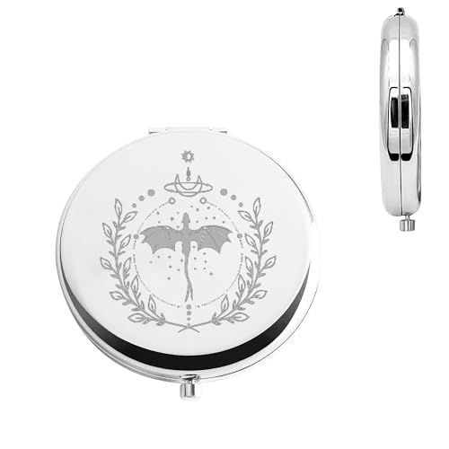 CMNIM Fourth Wing Merch Gift Fourth Wing Makeup Compact Empyrean Series Book Gift Dragon Rider Gift for Bookish Mirror (FW Silver Mirror)