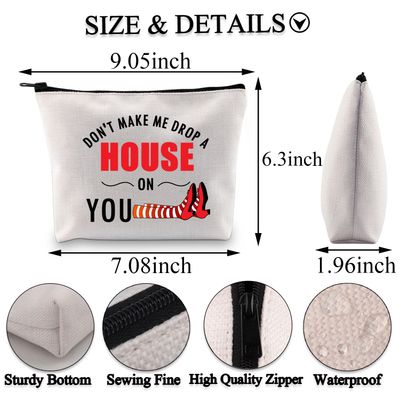 BDPWSS Wizard Oz Gifts Dorothy Ruby Gifts Ruby Red Slippers Gift Don't Make Me Drop a House On You Wizard Fans Makeup Bag (Drop a house bag)