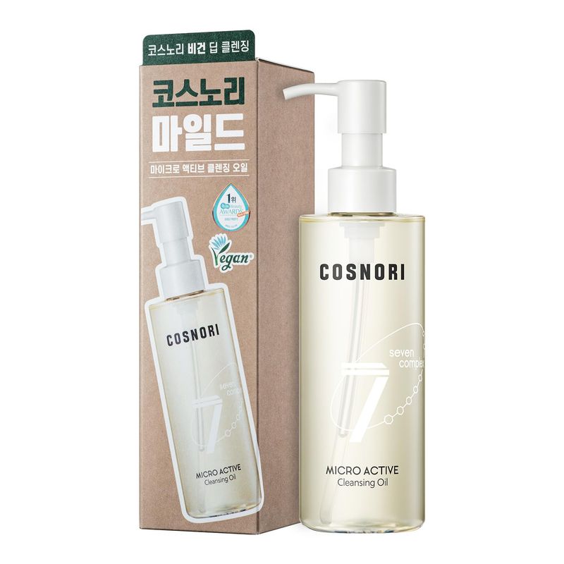 COSNORI Micro Active Cleansing Oil - Korean Vegan Facial Cleansing Oil, Fresh and Light Finish - Gentle Makeup Remover for Face, Hypoallergic, Fermented Oil Complexes, 6.7 fl.oz.