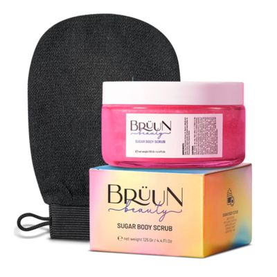 BRUN Body Scrub Cream- A 4.4 Fl oz. Watermelon Scented Organic Body Exfoliating Scrub with vitamin E for Underarm and Bikini Area- Pure Fluffy and Gentle Sugar Scrub for Women, Men and Girls