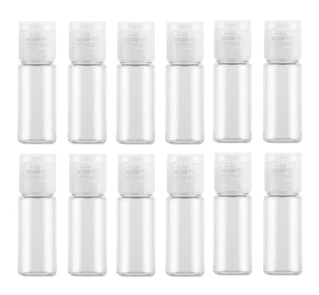 12PCS 20ml/0.67oz Empty Clear Plastic Sample Bottle Travel Container Jar Pot Vial with Flip Lid Perfect for Makeup Emollient Water Shower Gel Emulsion Liquid Comestic Containers (20ml/0.67oz)