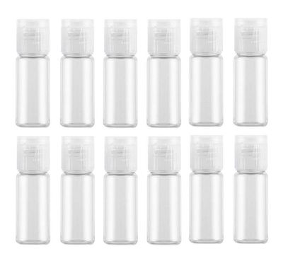 12PCS 20ml/0.67oz Empty Clear Plastic Sample Bottle Travel Container Jar Pot Vial with Flip Lid Perfect for Makeup Emollient Water Shower Gel Emulsion Liquid Comestic Containers (20ml/0.67oz)
