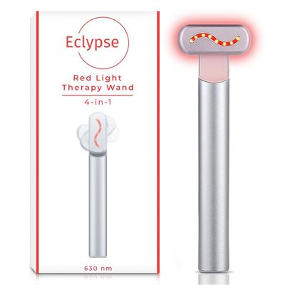 Eclypse Therapy Red Light Therapy for Face, 4-in-1 Rejuvenation Wand: Skin Tightening Massager, Anti-Aging &amp; Wrinkle Reduction, Face &amp; Neck Care Tool (Stellar Silver)