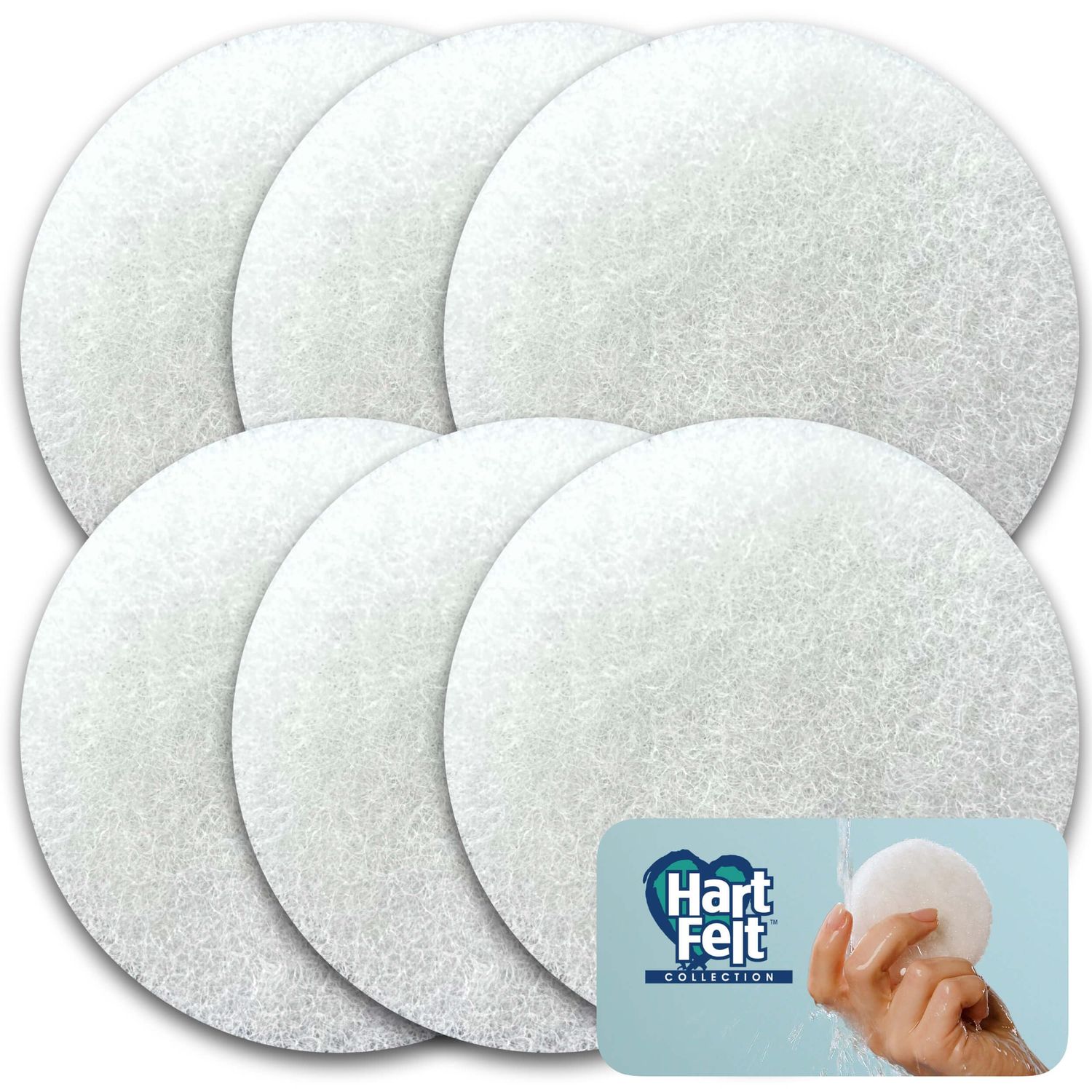 HartFelt Face Sponges for Cleansing and Gentle Exfoliating | Facial Compressed Sponges for Estheticians | Reusable Face Pads for Removing Dead Skin, Dirt &amp; Makeup | Made in USA - Pack of 6