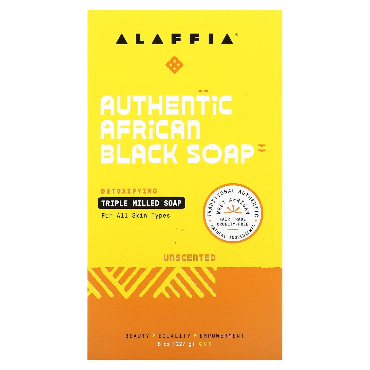 ALAFFIA Authentic African Black Bar Soap, 8 OZ