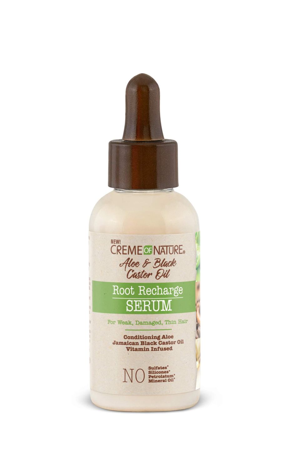 Creme of NatureRoot Recharge Serum, Aloe &amp; Black Castor Oil Formula, for Weak, Damaged, Thin Hair, 1.7 Oz
