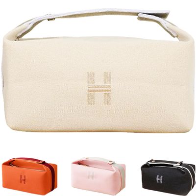 Fammart Travel Makeup Bag, Waterproof Canvas Cosmetic Bag Make Up Organizer Case for Women, Large Toiletry Bag Skincare Pouch for Toiletries Accessories Brushes