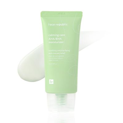 Face Republic Calming Care AHA/BHA Moisturizer 50ml 1.69 fl oz | Soothing Gel Cream | Lightweight | Clarifying &amp; Moisturizing | Squalane, Cica, Aloe | For oily, irritated skin | Vegan Korean Skincare