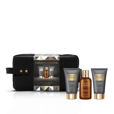 Baylis &amp; Harding Gift Set for Men - Luxury Wash Bag - Black Pepper &amp; Ginseng Men&#39;s Present -3-Pack