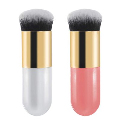 2 Pieces Foundation Brush, Chubby Makeup Brush, Suit For Blending Liquid, Cream or Flawless Powder Cosmetics(Golden &amp; Pink)