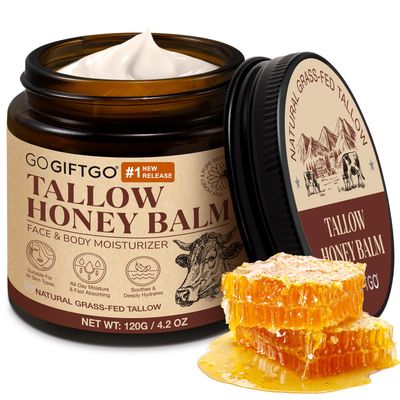 GOGIFTGO Beef Tallow for Skin,Tallow and Honey Balm,Beef Tallow for Face,Tallow Face Moisturizer,Natural Moisturizer Hydrates,Deeply Nourishes the Skin, Enhances Natural Radiance (1pcs)