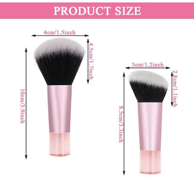 2 PCS Mini Brush Foundation and Blush Blush Duo,Travel Size Convenient to Carry,For Loose Blush and Liquid Foundation Cosmetic Artificial Fiber Bristle Plastic Handle