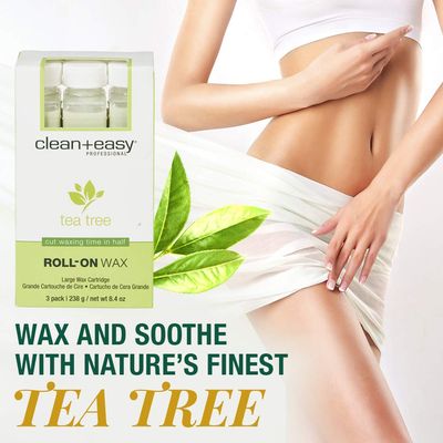 Clean + Easy Large Tea Tree Creme Wax Refill For Facial And Body Hair Removal - 3 pack