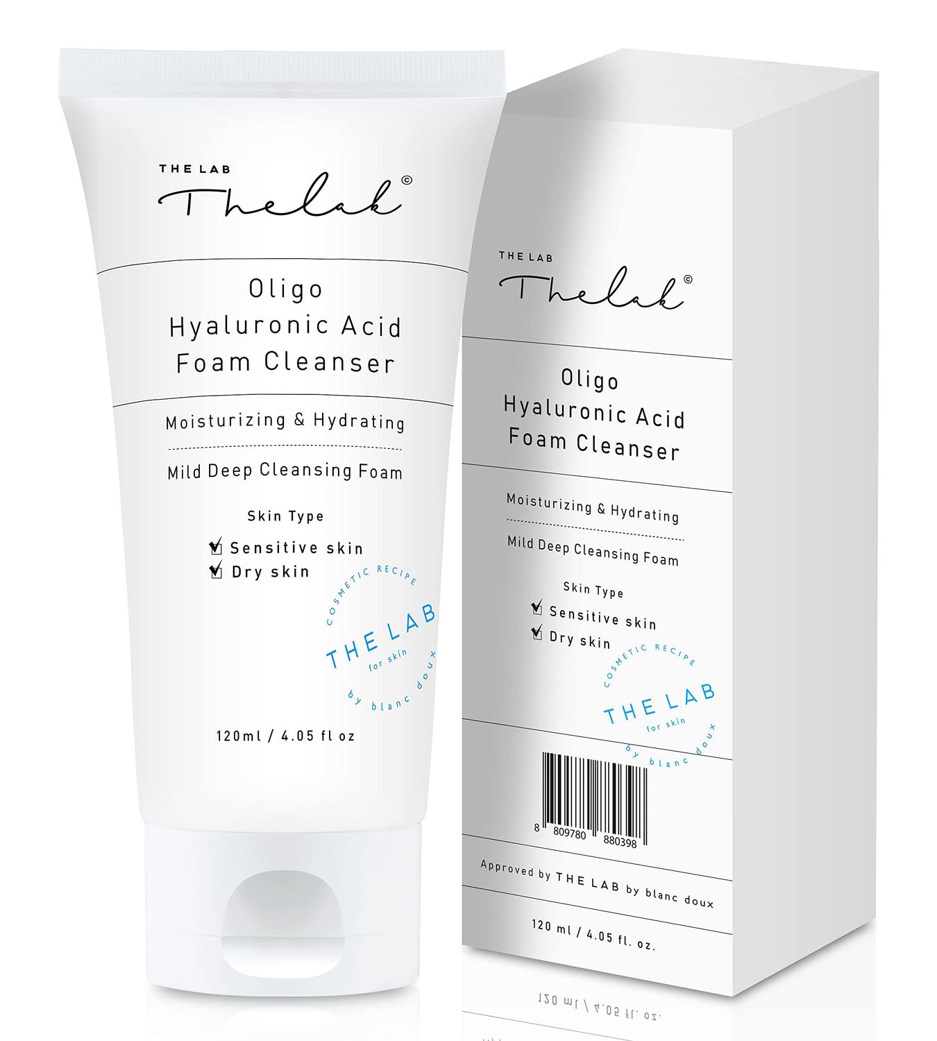 Blanc Doux Oligo Hyaluronic Acid Facial Daily Gentle Deep Foam Cleanser 4.05 Oz Sub-Acidic pH Soft Finish Hydrating Plant-Based Calming Face Wash Acne-Prone Dry Sensitive Skin VEGAN Korean Skincare