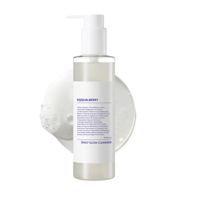 EQQUALBERRY pH Balanced Daily Glow Gel Cleanser 7.1 fl oz. 210ml Moisturizing finish, Gentle Gel Cleaning, Korean Skincare EWG Green