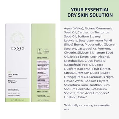 Codex Labs Bia Exfoliating Face Wash 2.0 - Gentle Facial Cleanser for Women, Dry &amp; Sensitive Skin - Vegan Face Cleanser with Jojoba &amp; Milk Thistle, All Skin Types, Cruelty-Free Skincare (3.4oz)