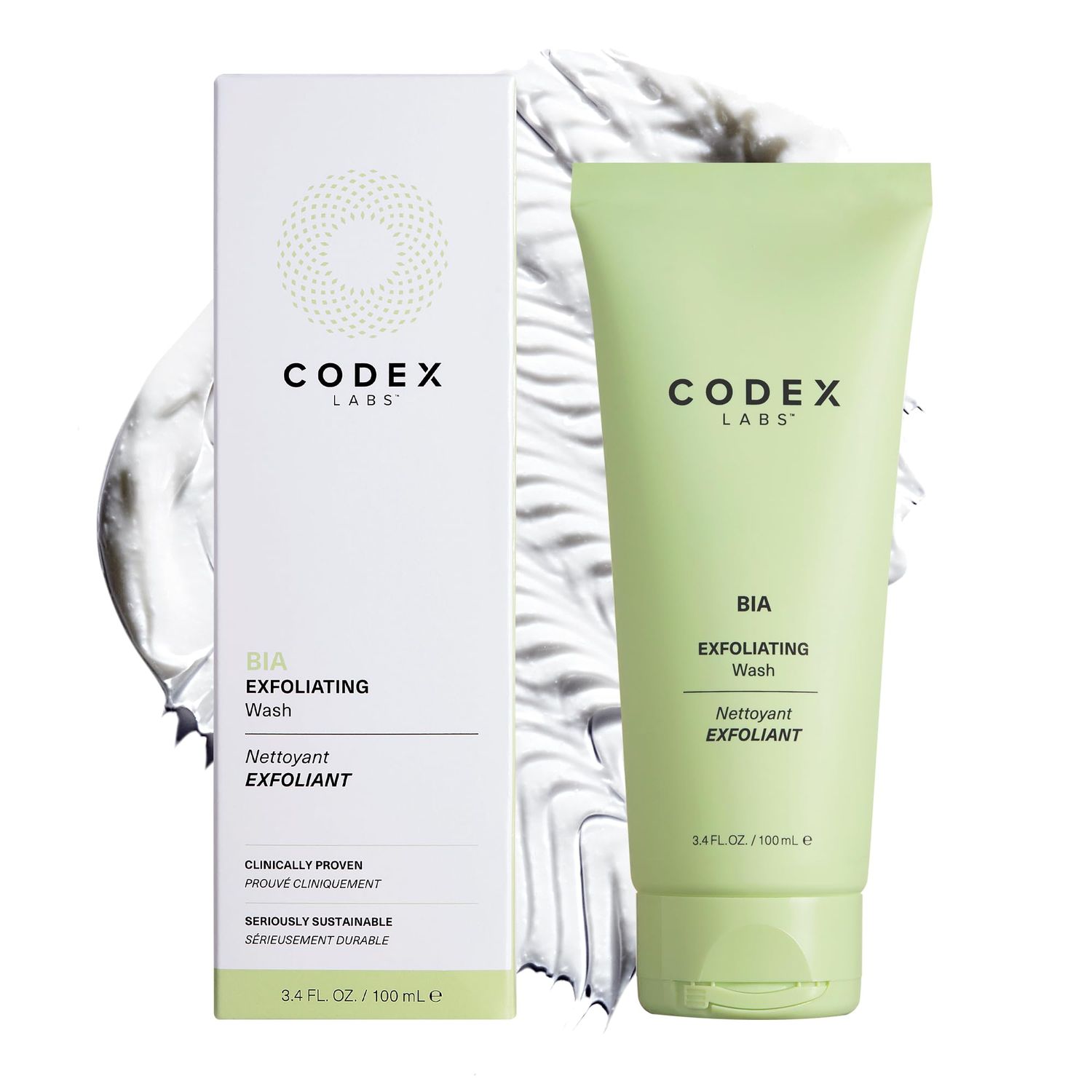 Codex Labs Bia Exfoliating Face Wash 2.0 - Gentle Facial Cleanser for Women, Dry &amp; Sensitive Skin - Vegan Face Cleanser with Jojoba &amp; Milk Thistle, All Skin Types, Cruelty-Free Skincare (3.4oz)
