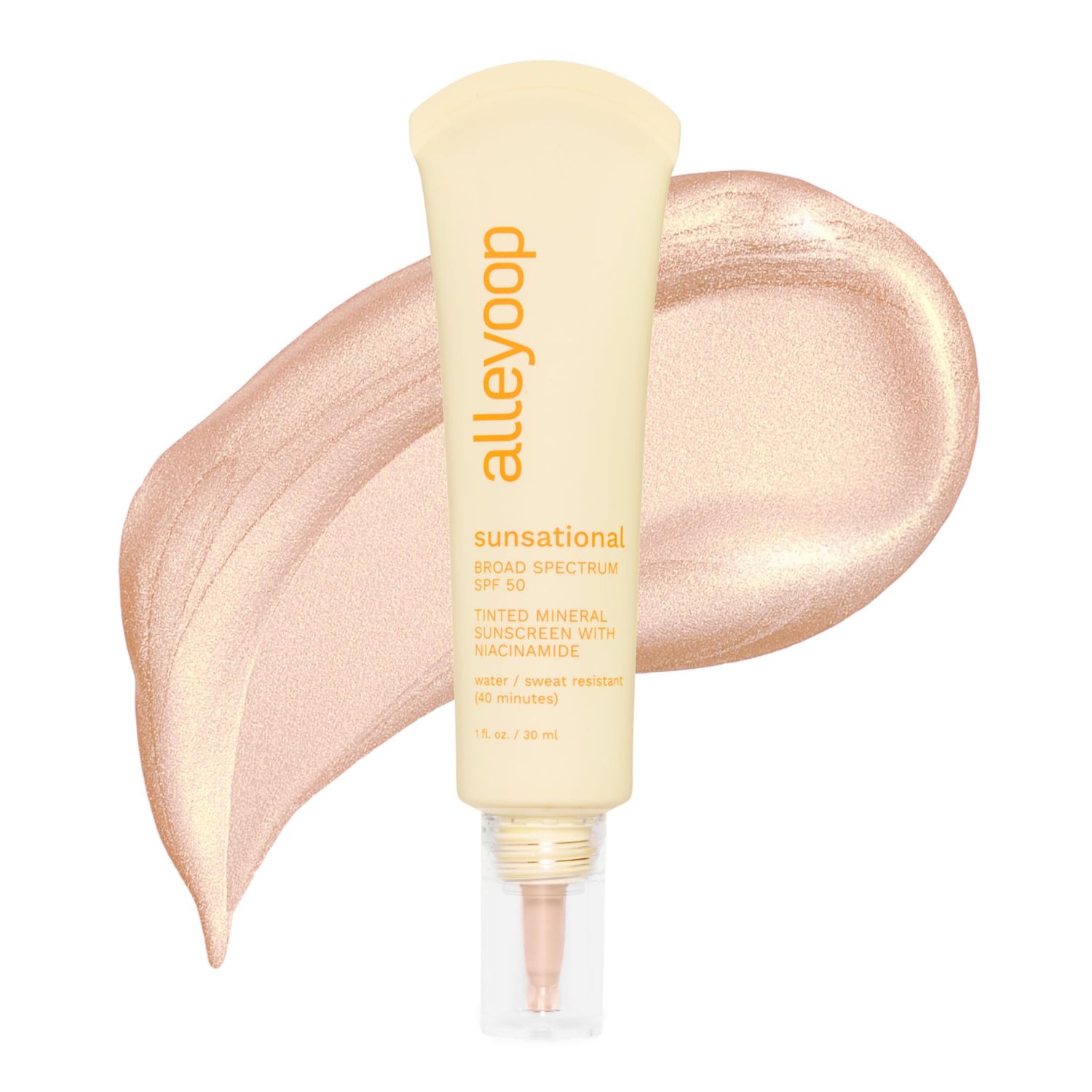 Alleyoop Sunsational Tinted Moisturizer Sunscreen for Face Broad Spectrum SPF 50, 100% Mineral Sunscreen with Jojoba, Protects Hydrates and Soothes Skin, Vegan, Cruelty-Free - Luster