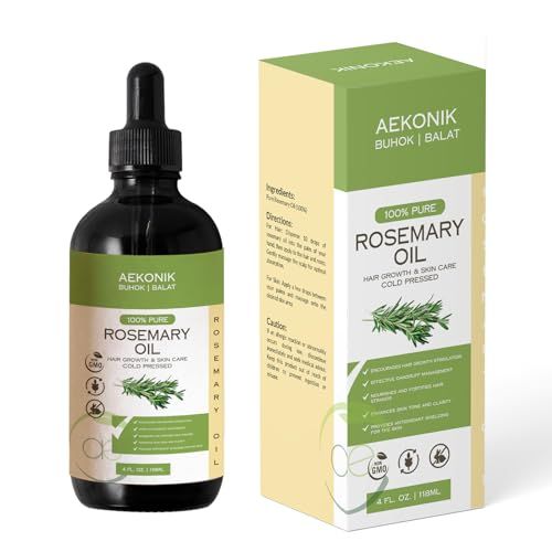 AEKONIK Pure Rosemary Essential Oil, 4 Oz , Moisturizing Hair Serum for Frizzy and Damaged Hair, Face and Skin Care -Organic Hair Growth Oil for Men and Women