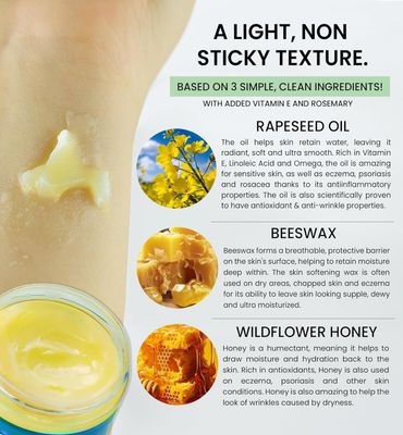 Beeseline Original - 100% Natural &amp; Hypoallergenic Alternative to Petroleum Jelly - Lips, Hands, Baby, Makeup Remover and More (Glass Jar) (4 oz)