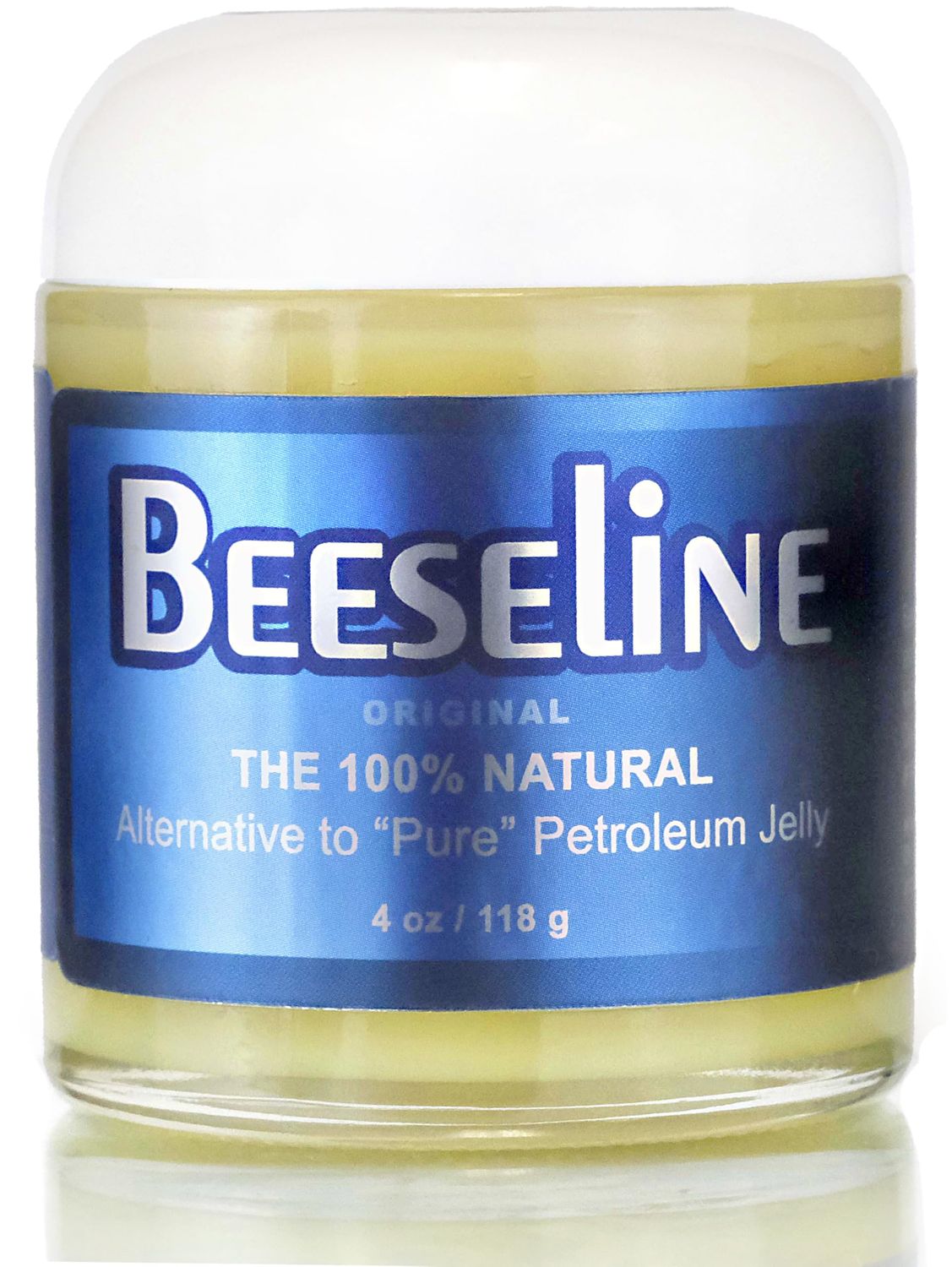 Beeseline Original - 100% Natural &amp; Hypoallergenic Alternative to Petroleum Jelly - Lips, Hands, Baby, Makeup Remover and More (Glass Jar) (4 oz)