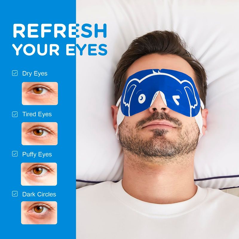20 Packs Men's Steam Eye Mask,Heated Eye Mask for Dry Eyes Dark Circles Puffy Eyes,Disposable SPA Warm Compress,Travel Essentials &amp; Relaxation Gifts for Men|Teacher|Dad|Boyfriend|Family(Unscented)