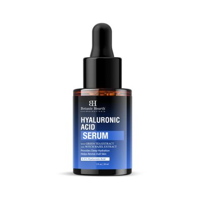 Botanic Hearth 0.5% Hyaluronic Acid Serum for Face with 2% Niacinamide, Witch Hazel &amp; Green Tea Extracts | Hydrating &amp; Moisturizing | Helps Reduce Wrinkles &amp; Fine Lines | All Skin Types | 1fl oz