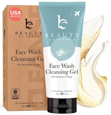 Face Wash - USA Made with Natural &amp; Organic Ingredients, Non Toxic Gentle Face Cleanser for Sensitive Skin with Glycerin &amp; Aloe, Travel Friendly Facial Cleanser for Acne Prone &amp; Oily Skin (2 Fl Oz)
