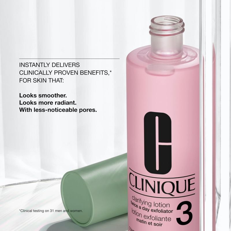 Clinique 3-Step Clarifying Lotion Face Exfoliator For Combination Oily Skin Types, Combination Oily Skin, 13.5 Fl Oz