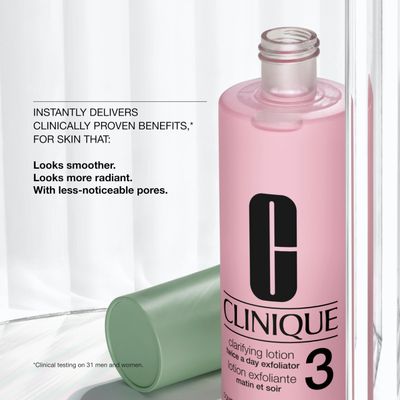 Clinique 3-Step Clarifying Lotion Face Exfoliator For Combination Oily Skin Types, Combination Oily Skin, 13.5 Fl Oz