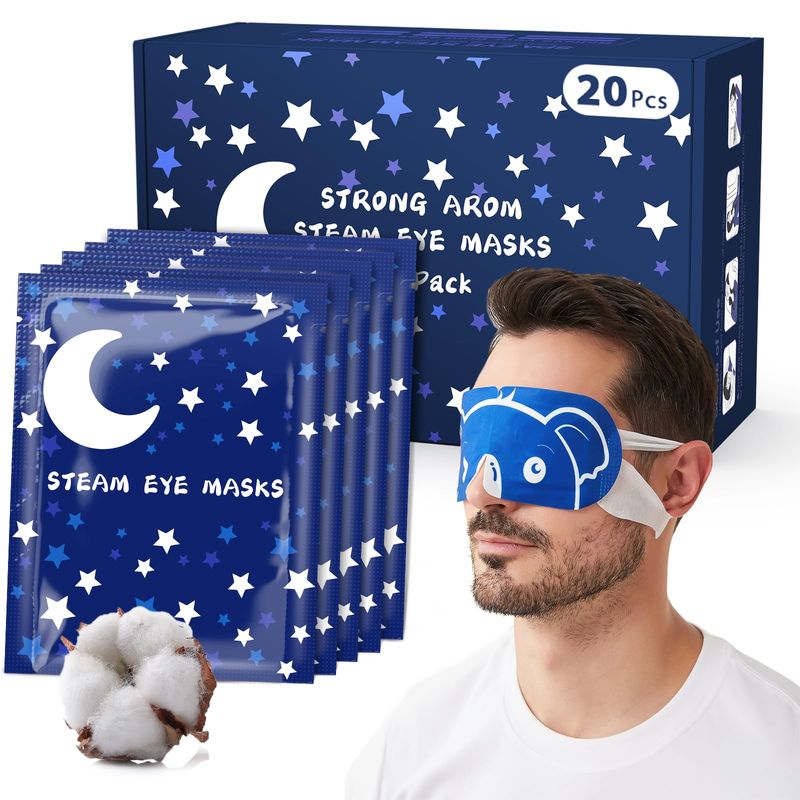 20 Packs Men&#39;s Steam Eye Mask,Heated Eye Mask for Dry Eyes Dark Circles Puffy Eyes,Disposable SPA Warm Compress,Travel Essentials &amp; Relaxation Gifts for Men|Teacher|Dad|Boyfriend|Family(Unscented)