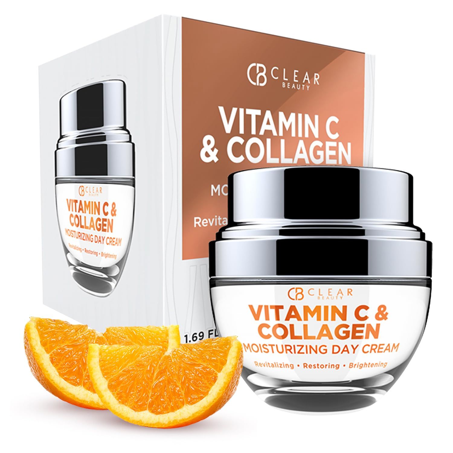 Clear Beauty Vitamin C &amp; Collagen Daily Face Moisturizer - Dermatologist Tested, Moisturizing &amp; Firming, Anti-Aging, Cruelty-Free Korean Skincare, All Skin Types - 1.69 oz