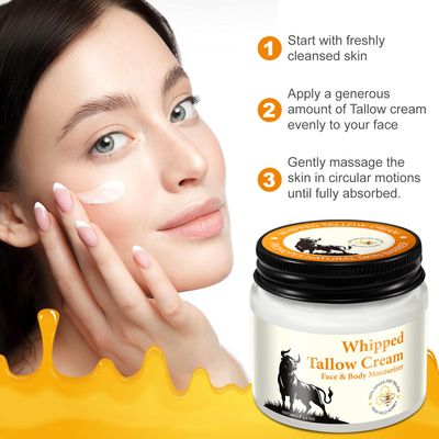 Akeeronn Beef Tallow Balm for Skin,Tallow Face Moisturizer with Grass-Fed Pure Beef Tallow &amp; Honey &amp; Beeswax, Whipped Beef Tallow and Honey Balm for Dry Skin - 2.1 OZ