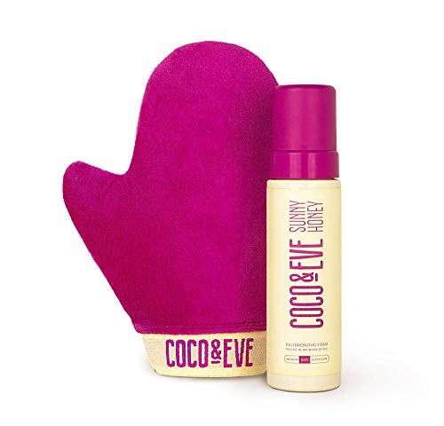 Coco &amp; Eve Self Tanner Mousse Kit - (Medium) All Natural Sunless Instant Self Tanning Lotion with Bronzer &amp; Mitt Applicator | Sunny Honey Bali Bronzing Kit