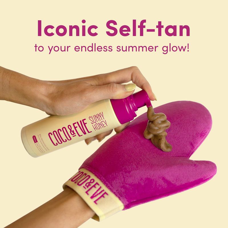 Coco &amp; Eve Self Tanner Mousse Kit - (Medium) All Natural Sunless Instant Self Tanning Lotion with Bronzer &amp; Mitt Applicator | Sunny Honey Bali Bronzing Kit