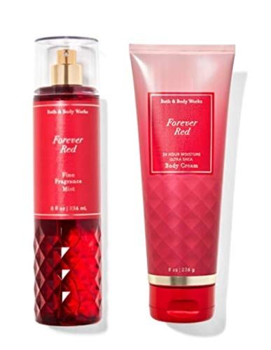 Bath &amp; Body Works - Forever Red - Gift Set - Fine Fragrance Mist &amp; Body Cream - Packaging Varies