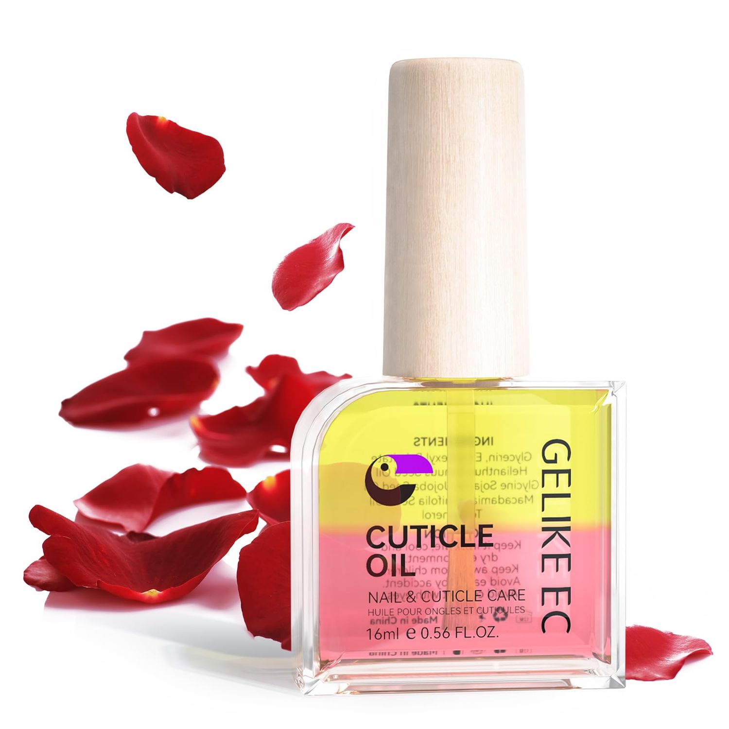 gelike ec Cuticle Oil For Nails - Natural Rose Smell Nail Oil Blend of JOJOBA Oil and Vit E, Moisturizes and Conditions Dry Skin, Sunrise Symphony