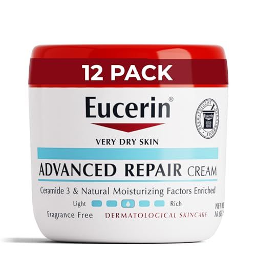Eucerin Advanced Repair Body Cream, Fragrance Free Body Cream for Dry Skin, Body Moisturizer, 16 Oz Jar (Pack of 12)