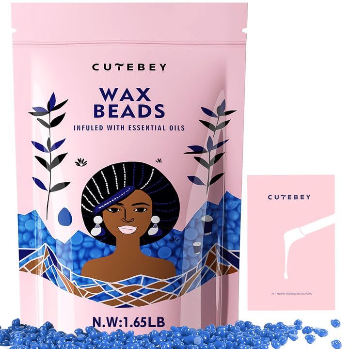 Hard Wax Beads Waxing Beads: 1.65LB Natural Wax Beads for Hair Removal Brazilian Bikini Face Sensitive Skin -for Home Waxing Refill Bulk(Blue)
