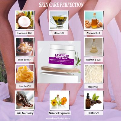 beatmodels Hand-Made Lavender Hand &amp; Foot Balm, Relieve Cracked heels, Dry Hands, Elbow, Relieve Itchy skin - 2 Ounces