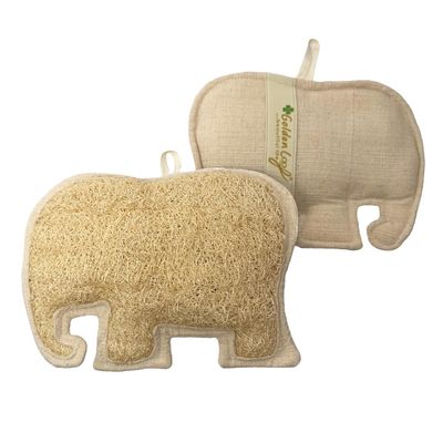 Golden Loof, Large Loofah Body Scrubber Elephant Shape Size 7.5x5.25 (1 Count),Ozone &amp; Infrared Sterilized, Premium Natural Exfoliator Loofah, for Man and Woman.