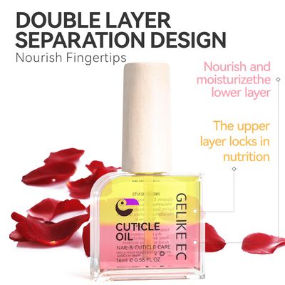 gelike ec Cuticle Oil For Nails - Natural Rose Smell Nail Oil Blend of JOJOBA Oil and Vit E, Moisturizes and Conditions Dry Skin, Sunrise Symphony